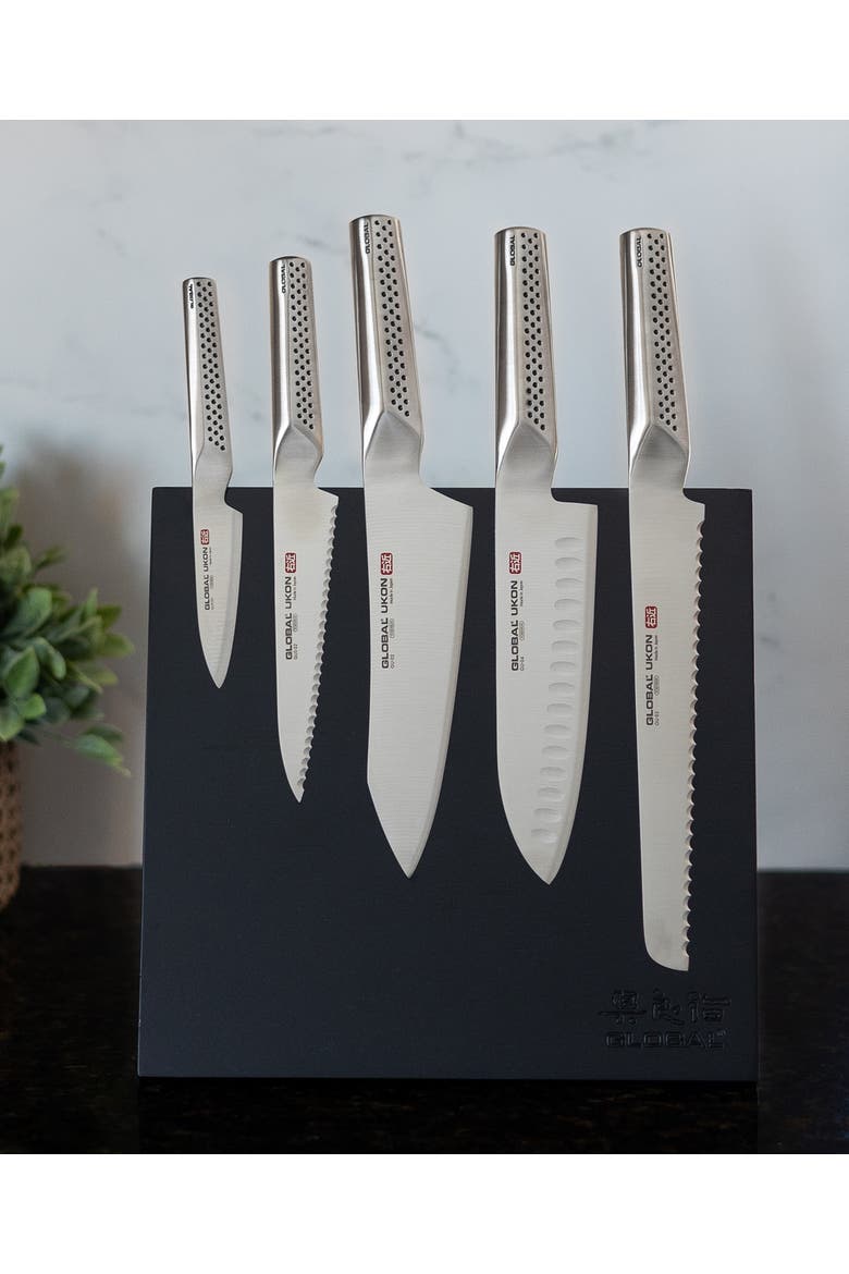 Bitoku Ukon Essentials 6 Piece Knife Set with Magnetic Block, Alternate, color, Rubberwood