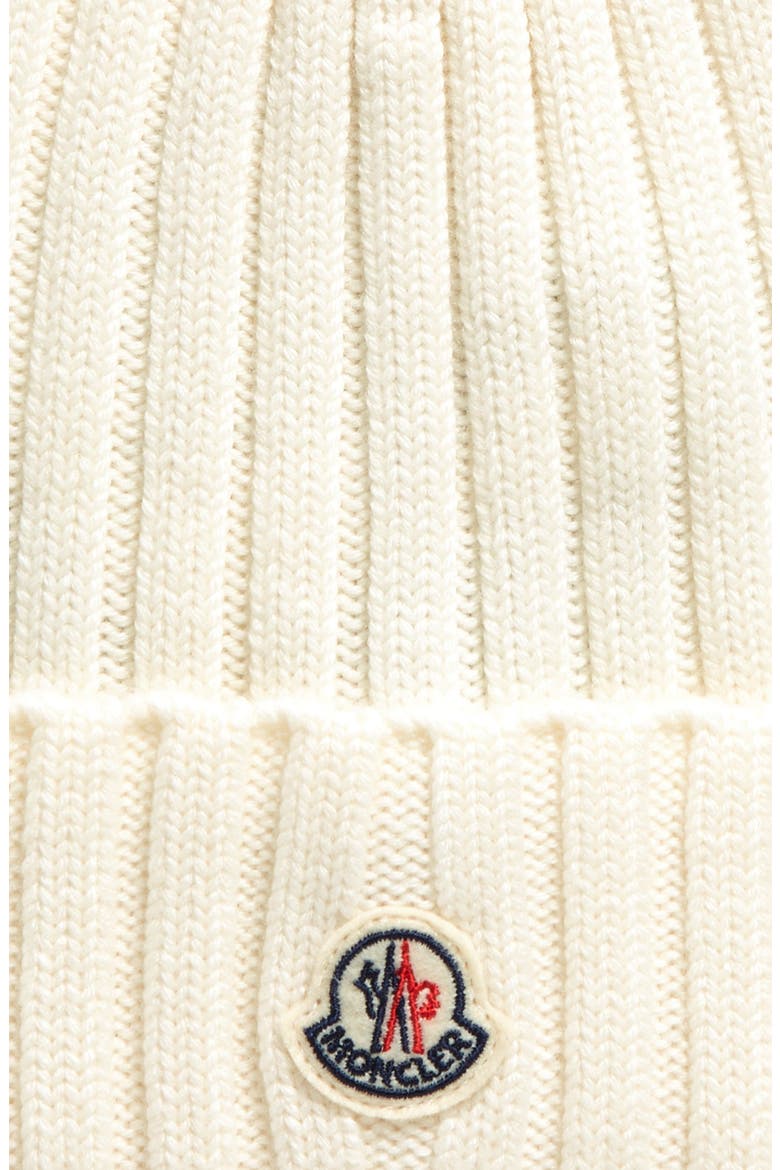 Logo Patch Cuff Virgin Wool Rib Beanie, Alternate, color, WHITE