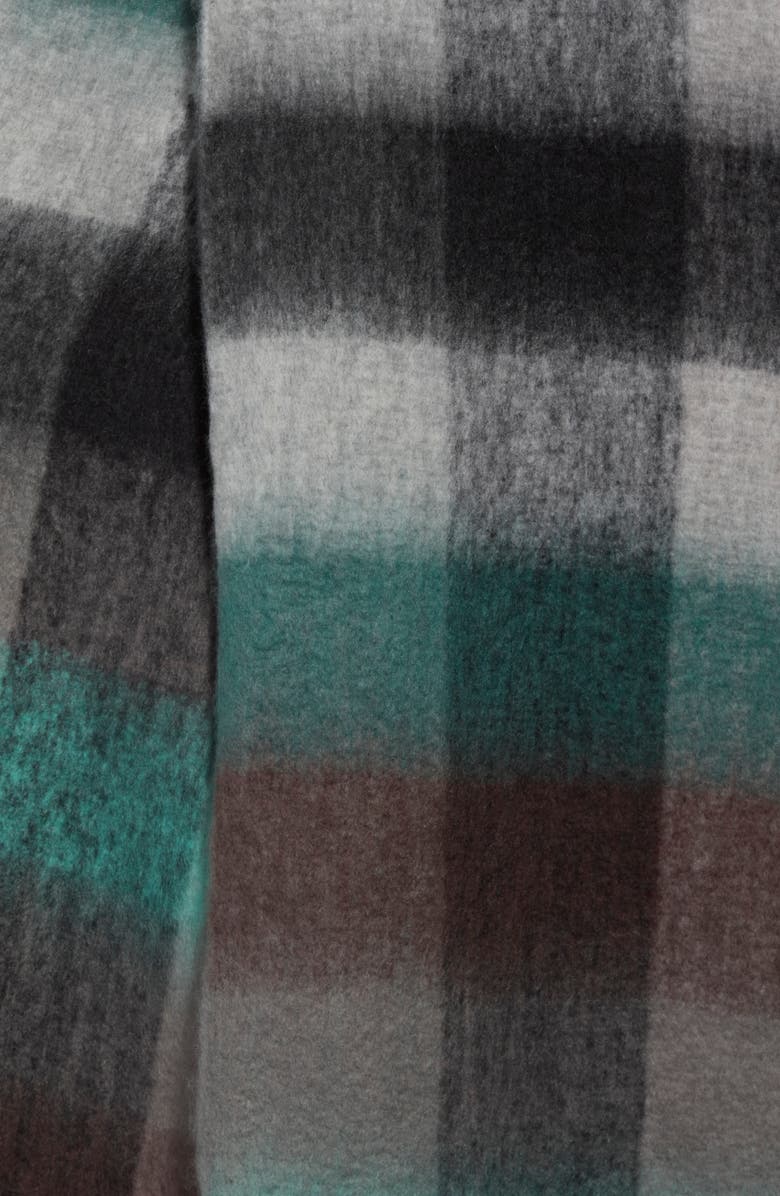 La Fiorentina Brushed Plaid Fringe Scarf, Alternate, color, Black