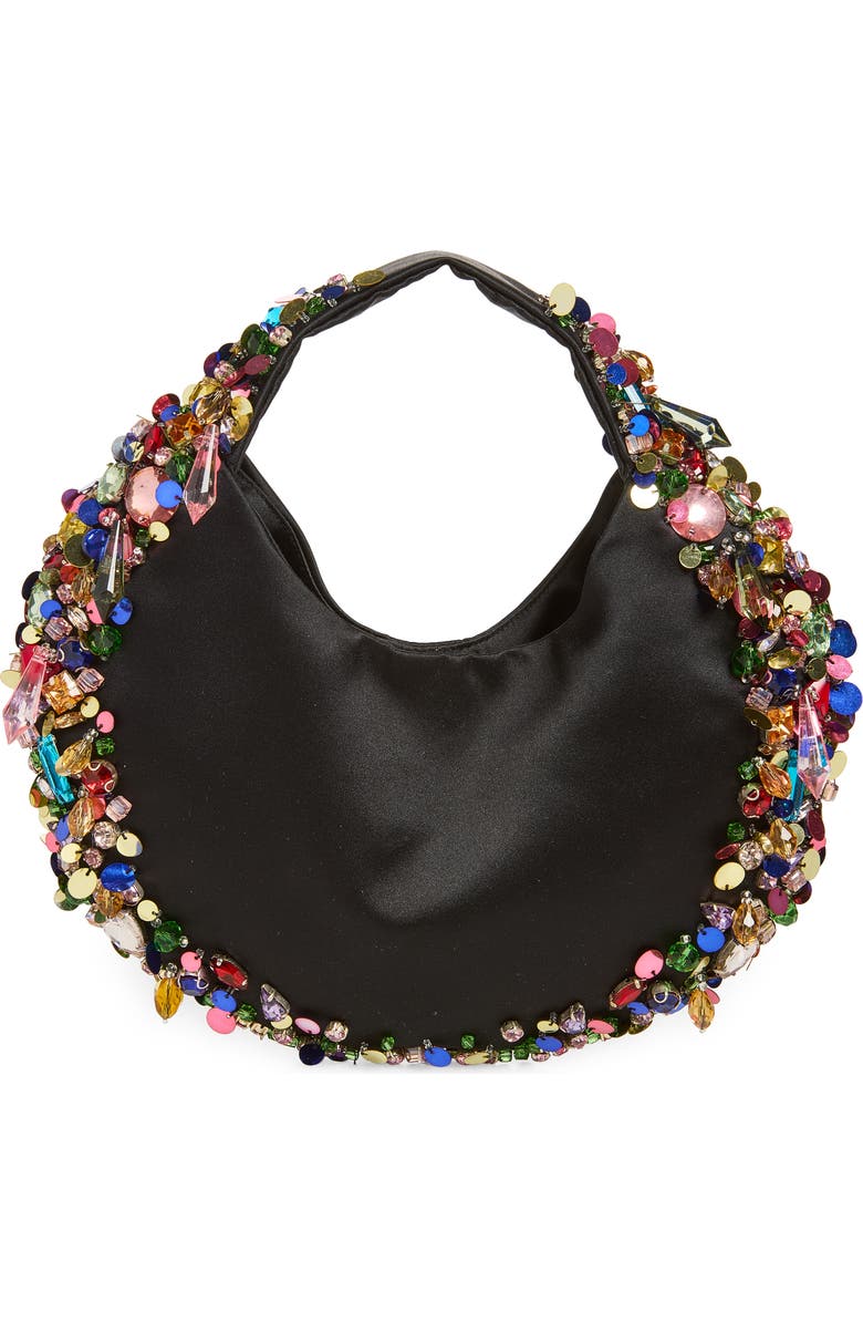 L’alingi Confetti Satin Hobo Bag, Alternate, color, Black N Rainbow