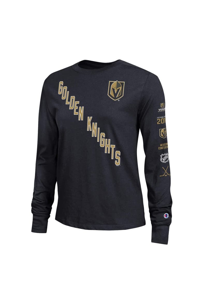 Women's Champion  Black Vegas Golden Knights 2-Hit Long Sleeve T-Shirt, Alternate, color, Black