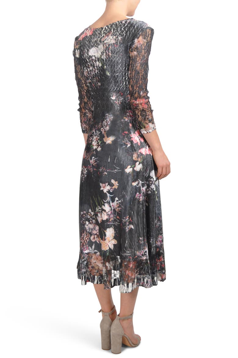 Floral A-Line Midi Dress, Alternate, color, MIDNIGHT FLEUR