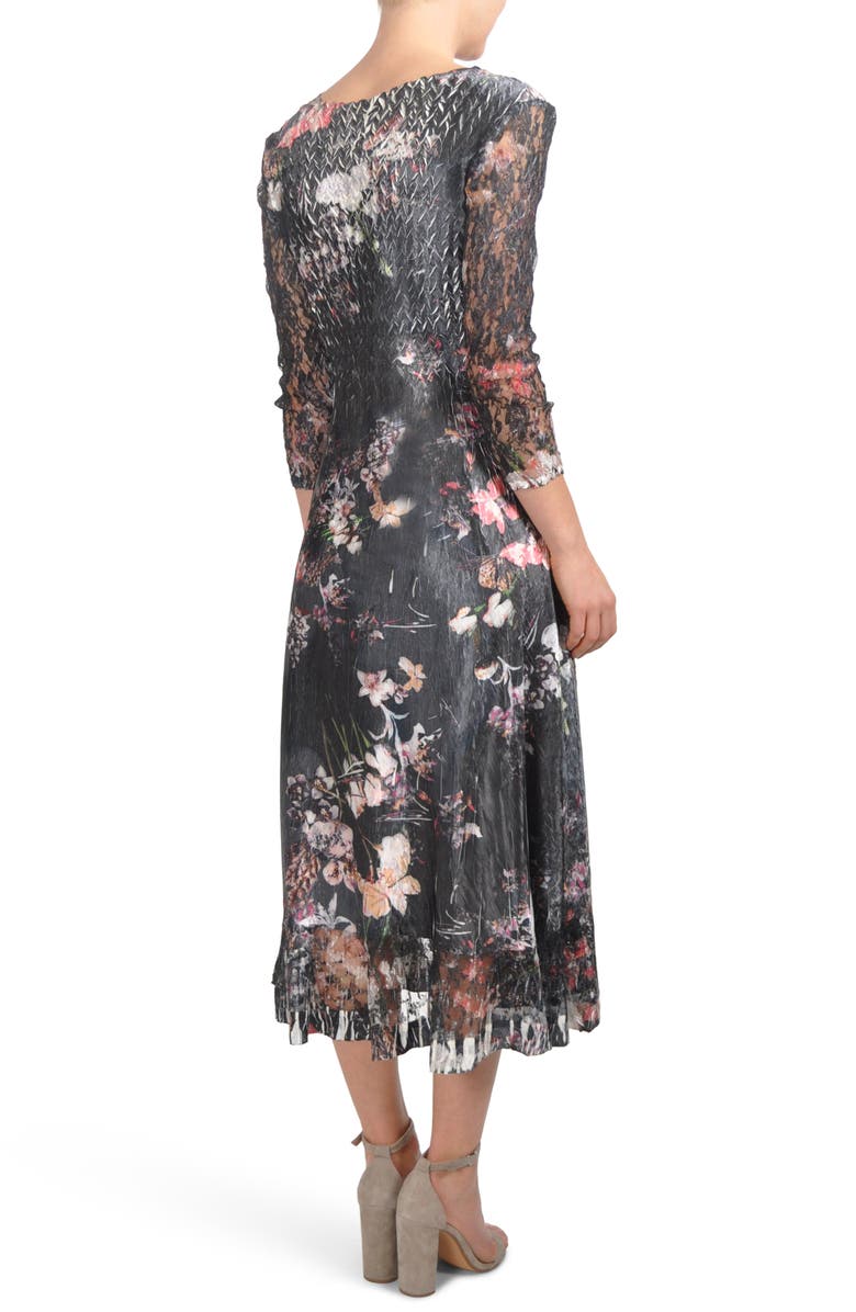 Komarov Floral A-Line Midi Dress, Alternate, color, 