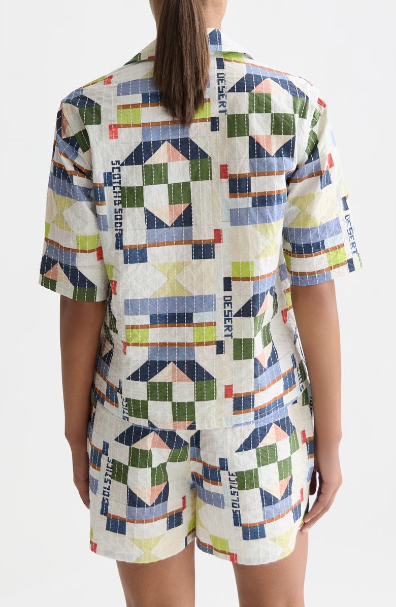 Scotch & Soda Embroidered Cotton Button-Up Shirt, Alternate, color, Patchwork Infinity