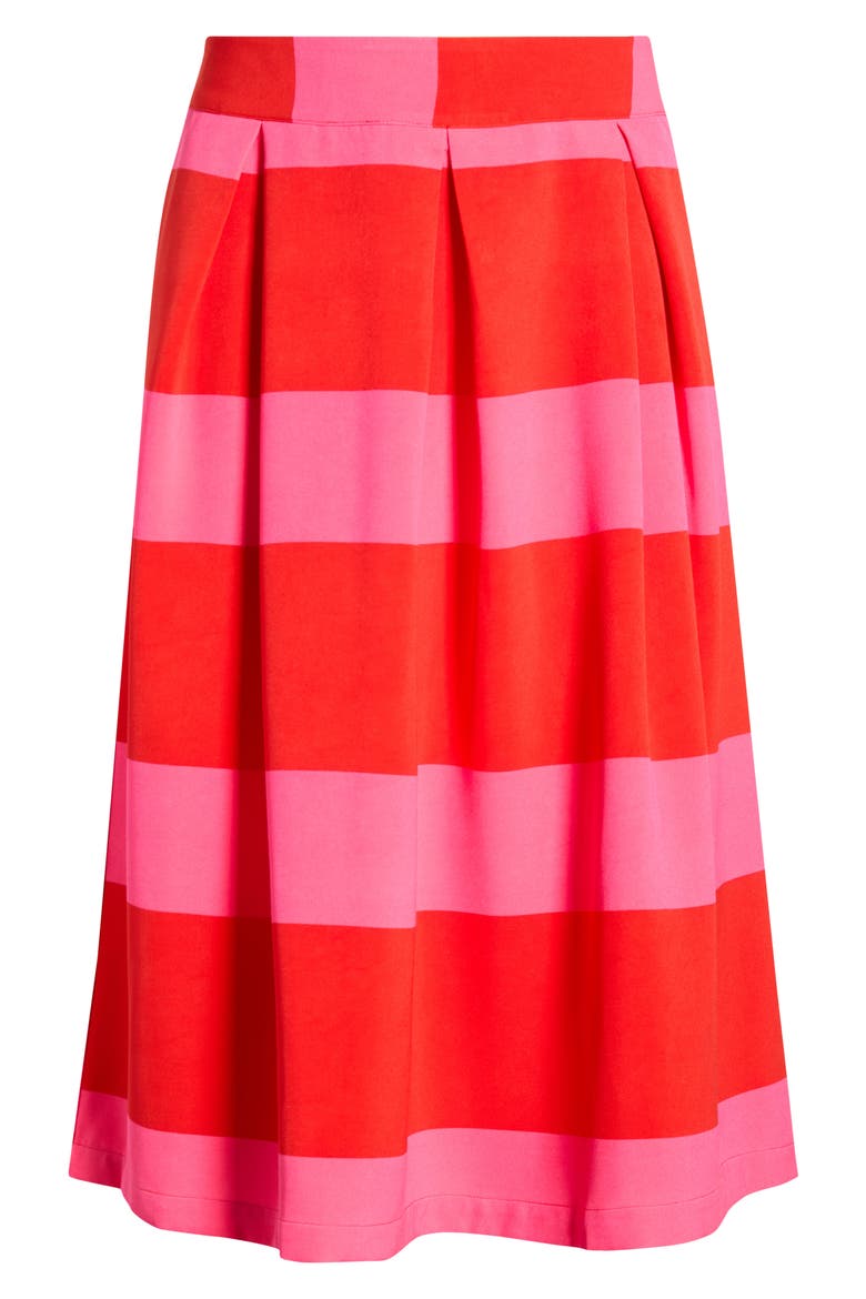 Lolli Stripe Pleated Midi Skirt, Alternate, color, FUCHSIA-RED