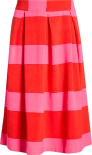 SUGARLIPS Lolli Stripe Pleated Midi Skirt