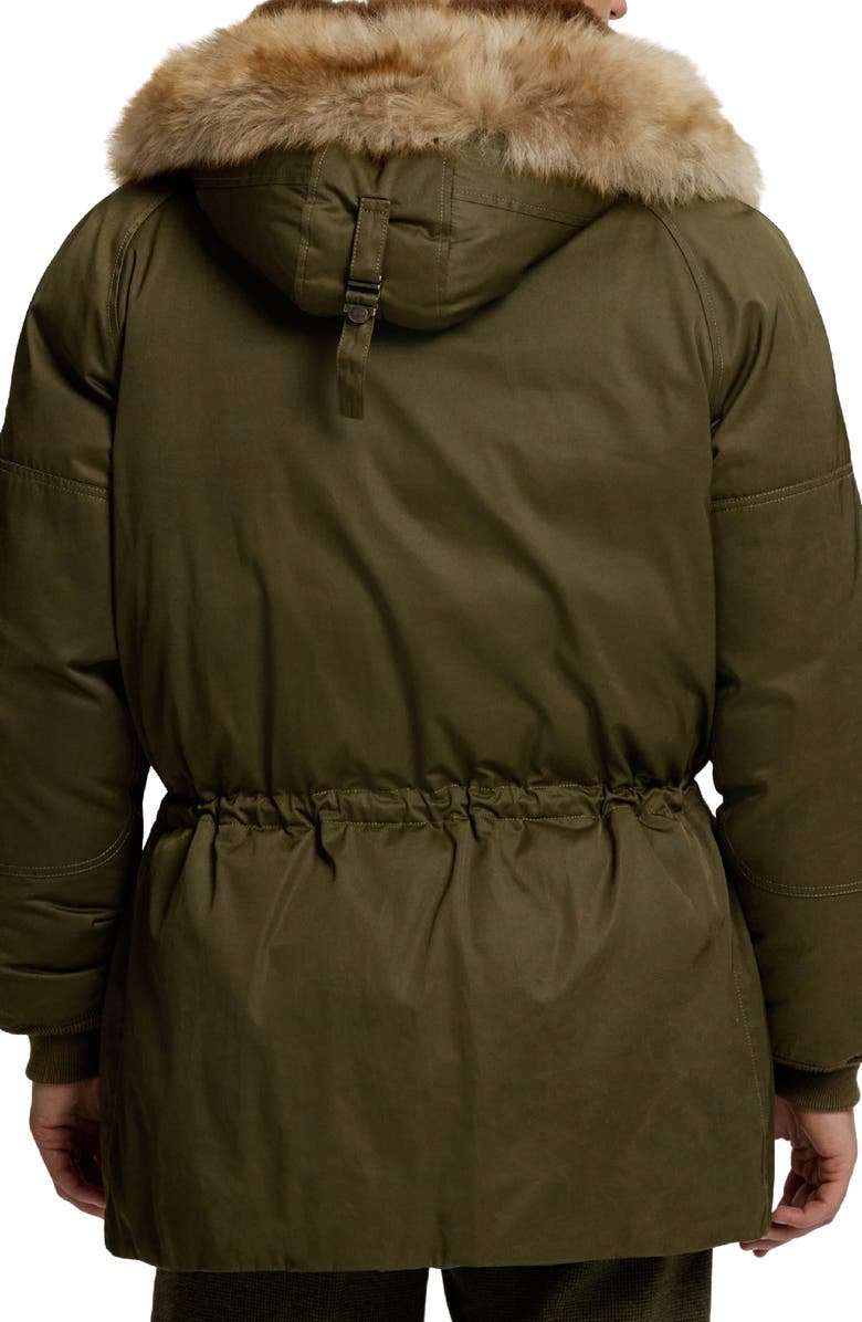 Ralph Lauren Purple Label Insulated Down Parka Jacket with Genuine Shearling Trim, Alternate, color, Olive