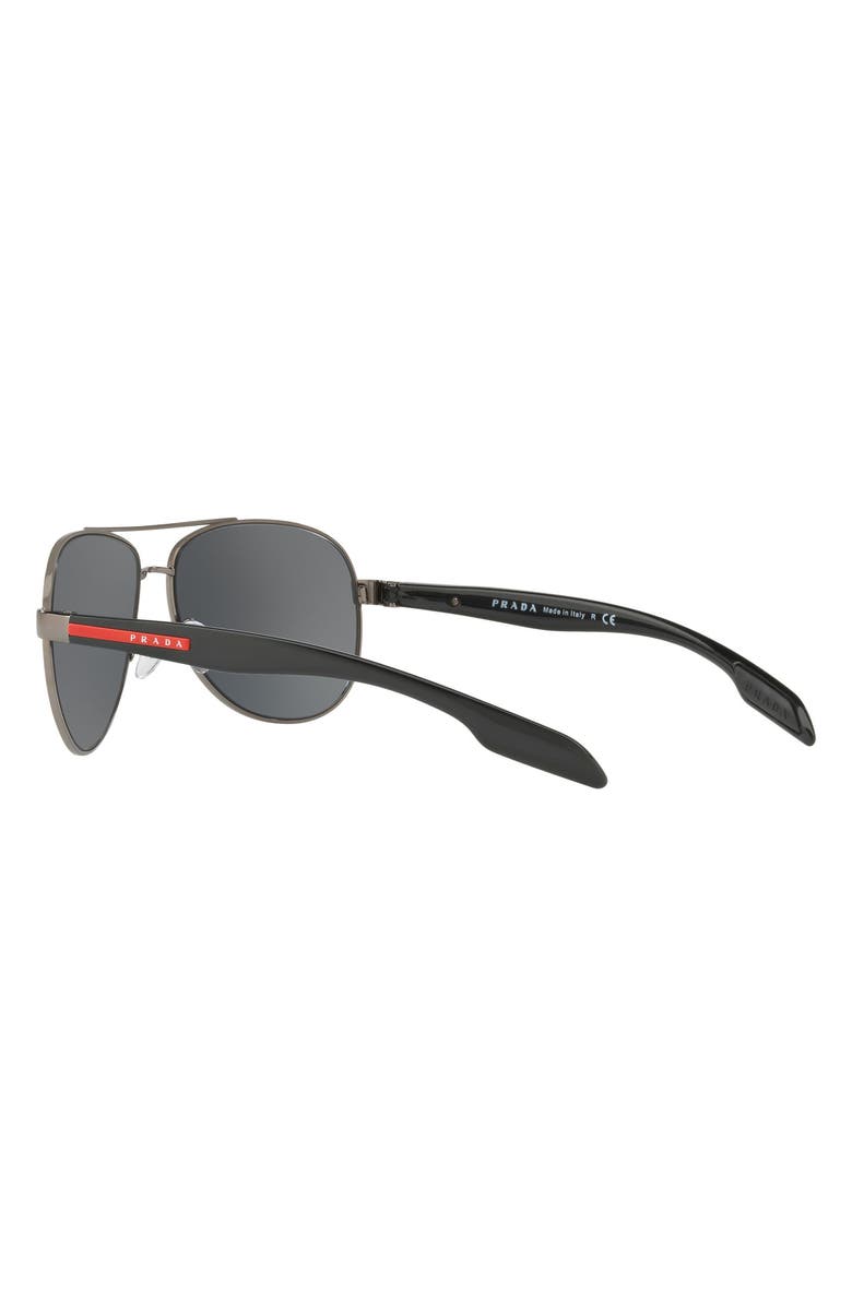 Prada Linea Rossa 62mm Oversize Mirrored Aviator Sunglasses, Alternate, color, Gunmetal/Light Grey/Black