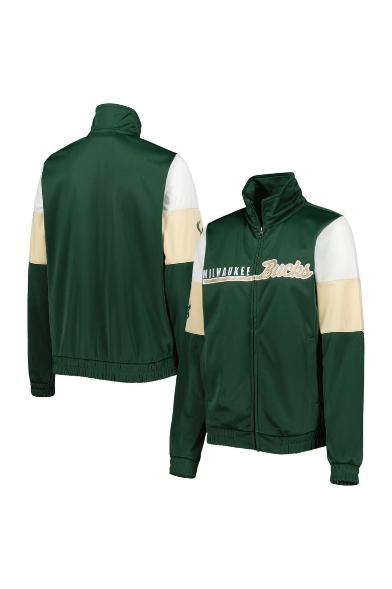 Women's G-III 4Her by Carl Banks Hunter Green Milwaukee Bucks Change Up Full-Zip Track Jacket, Main, color, Hunter Green
