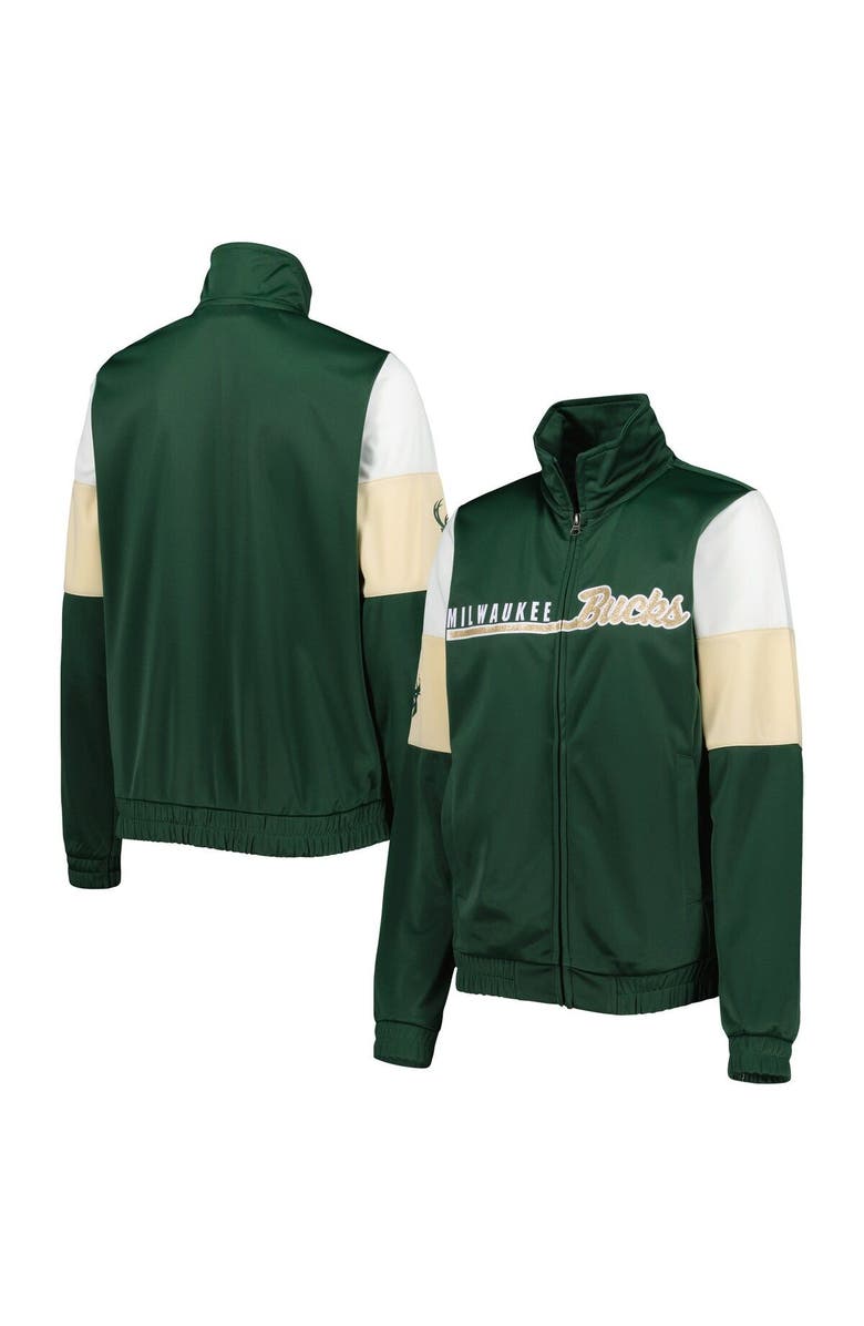 G-III 4HER BY CARL BANKS Women's G-III 4Her by Carl Banks Hunter Green Milwaukee Bucks Change Up Full-Zip Track Jacket, Main, color, Hunter Green