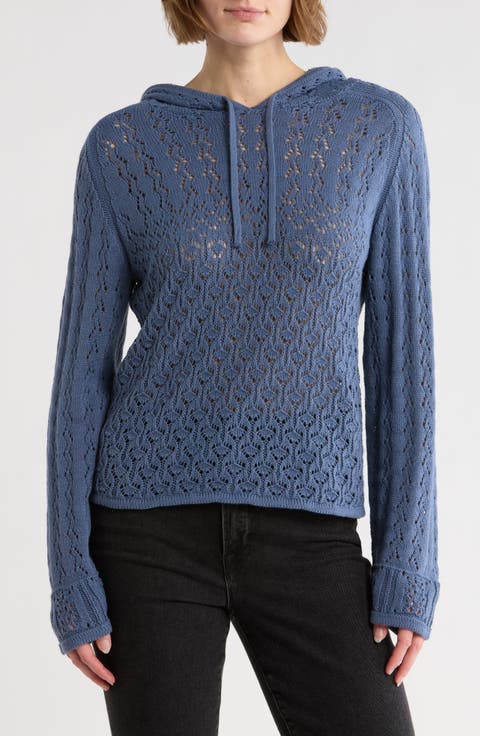Open Stitch Hooded Sweater