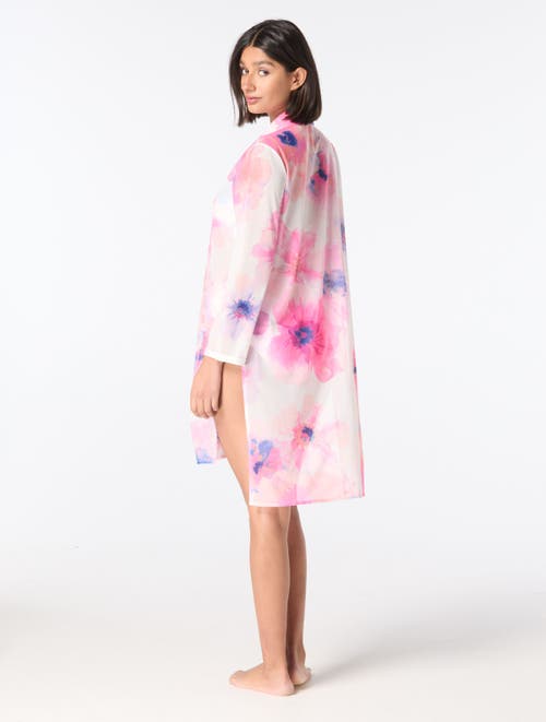 Carmen Marc Valvo Tie Front Cover Up Midi Shirt In White