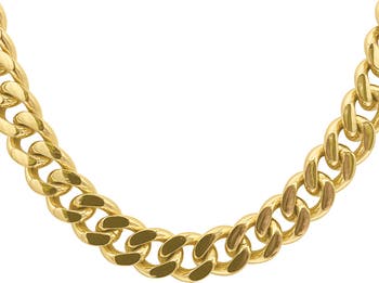 Water Resistant 14K Gold Plated Curb Chain Necklace
