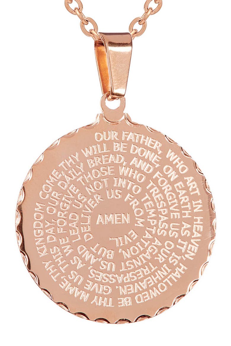 18k Rose Gold Plated Lord's Prayer Pendant Necklace, Main, color, ROSE GOLD