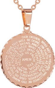 STEELTIME 18k Rose Gold Plated Lord's Prayer Pendant Necklace