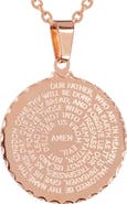 STEELTIME 18k Rose Gold Plated Lord's Prayer Pendant Necklace
