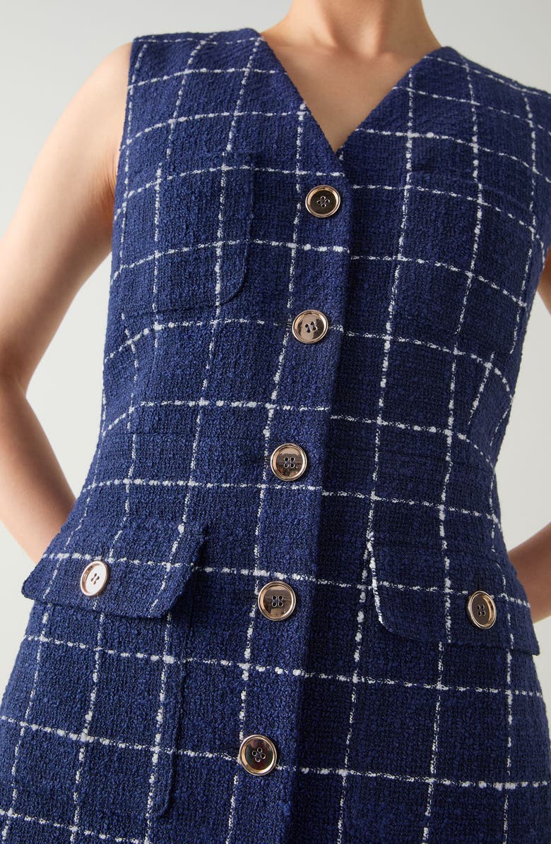 LK Bennett Vita Windowpane Tweed Dress, Alternate, color, 