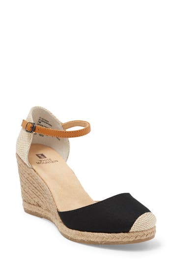 White Mountain Footwear Mamba Espadrille Wedge Sandal - Wide Width in Black/fabric at Nordstrom Rack, Size 9.5
