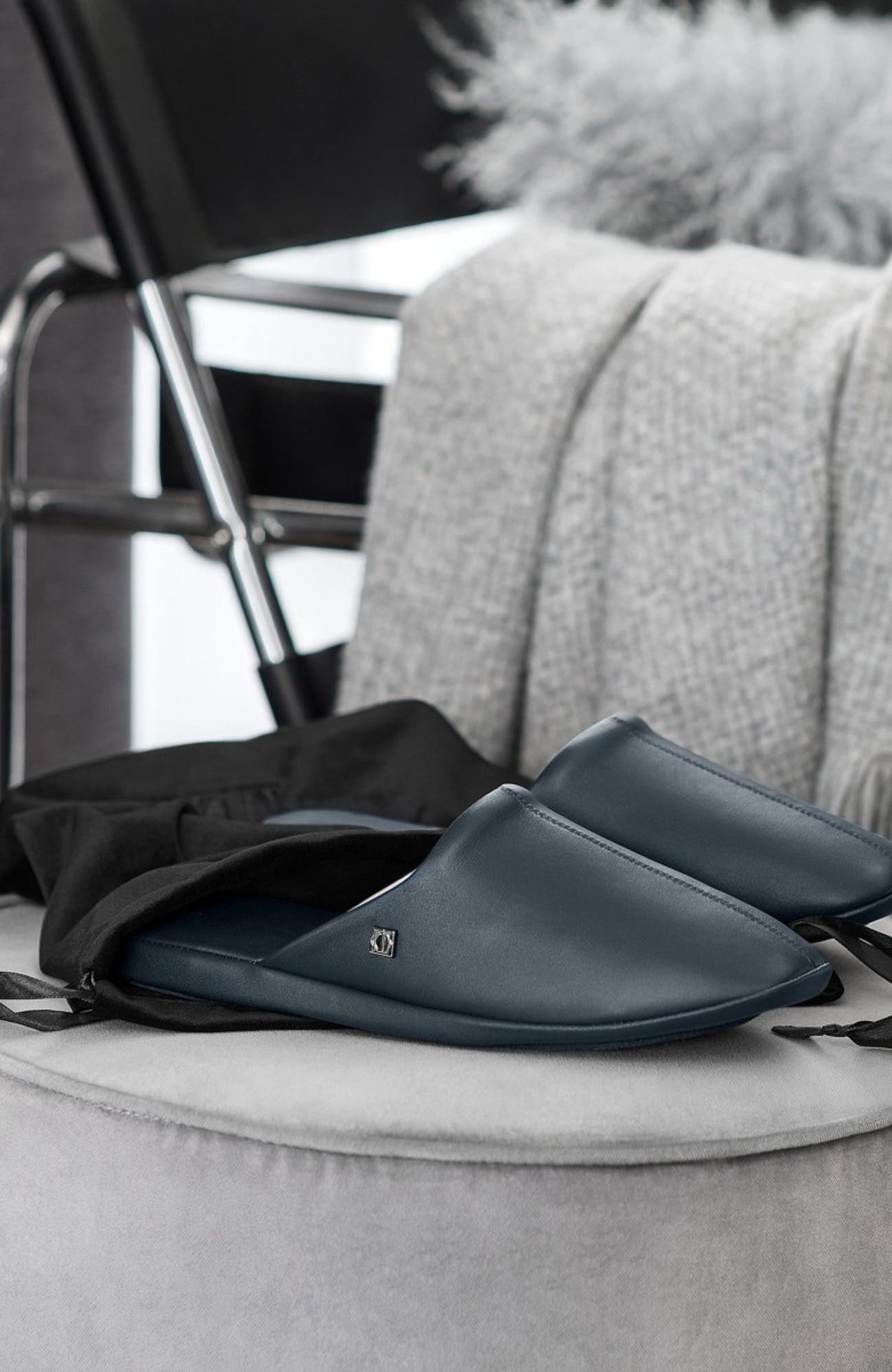 Glen Men's Leather Slippers, Alternate, color, Blue