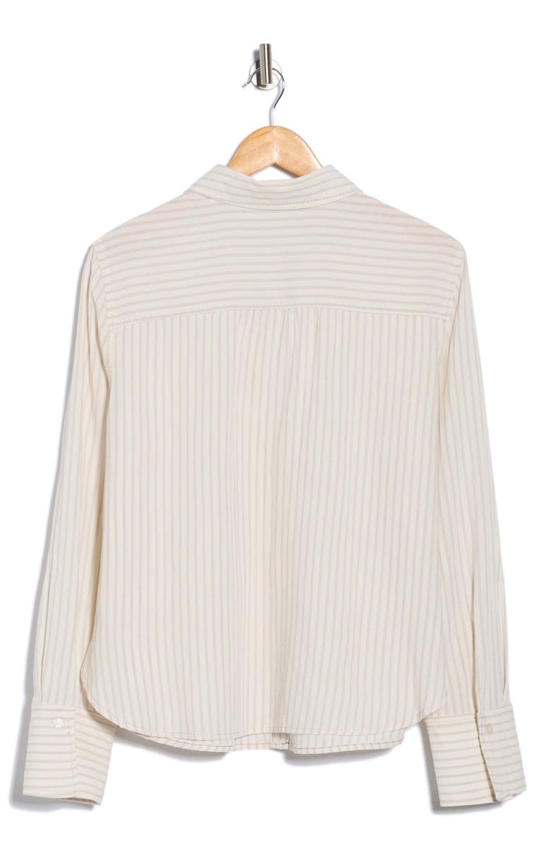 MAX STUDIO Stripe Long Sleeve Button-Up Shirt, Alternate, color, Cream/ Mocha Triple Stripe