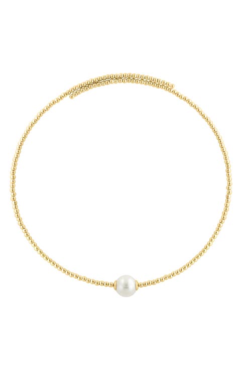 14K Yellow Gold Plated Freshwater Pearl Pendant Necklace