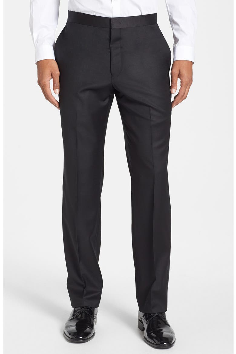 Trim Fit Wool Tuxedo, Alternate, color, BLACK