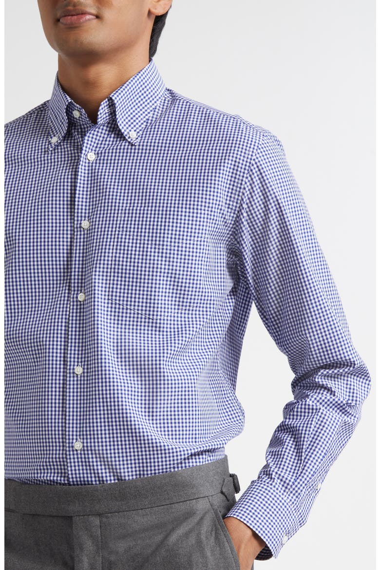 Cameron Gingham Check Cotton Button-Down Shirt, Alternate, color, BLUE/ WHITE