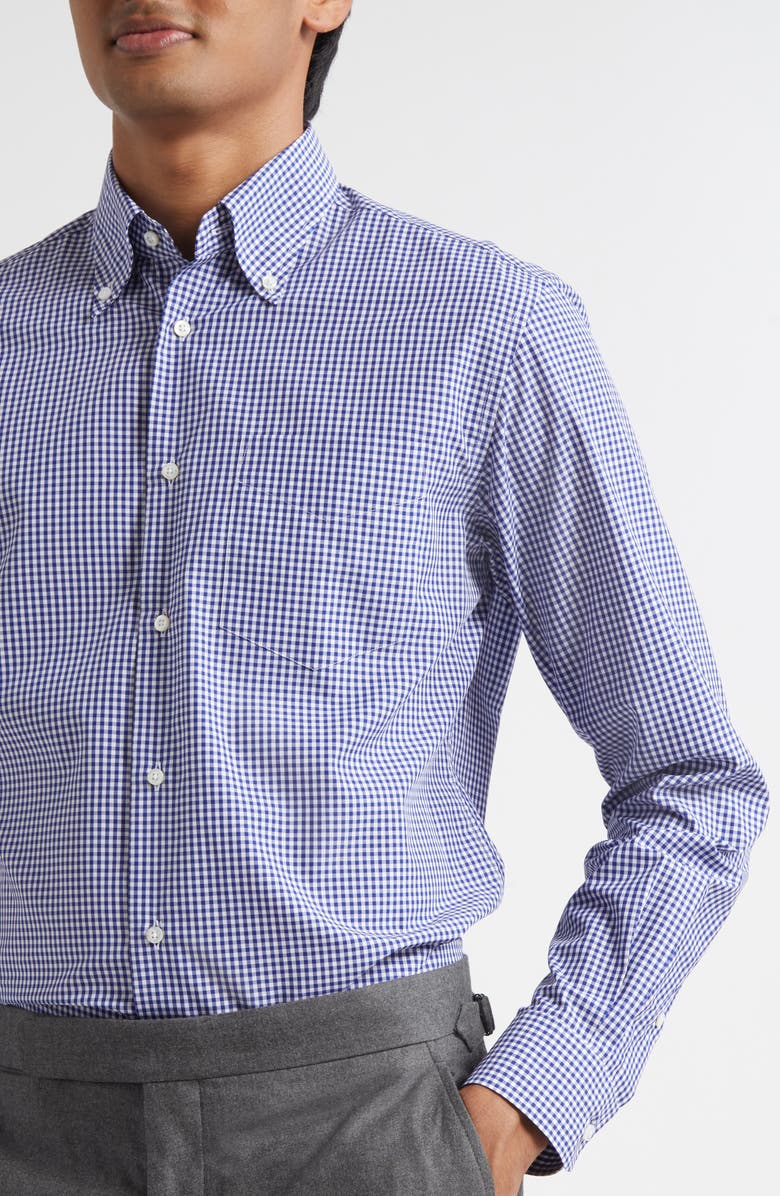Ralph Lauren Purple Label Cameron Gingham Check Cotton Button-Down Shirt, Alternate, color, Blue/ White