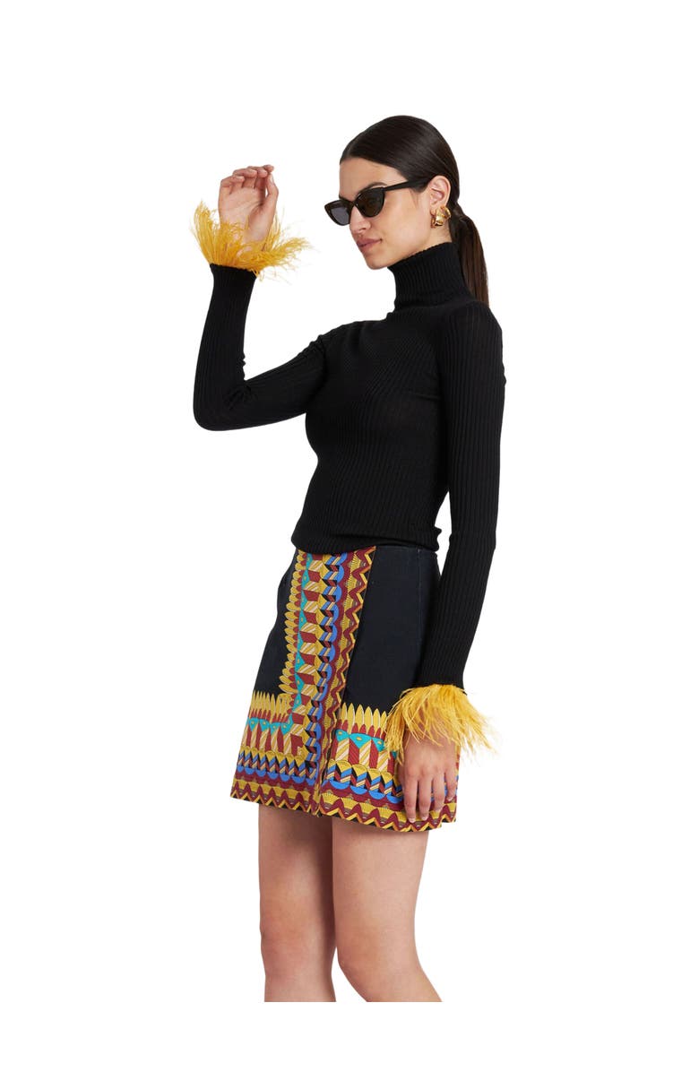 La DoubleJ High Kick Top With Feathers Black, Main, color, Black