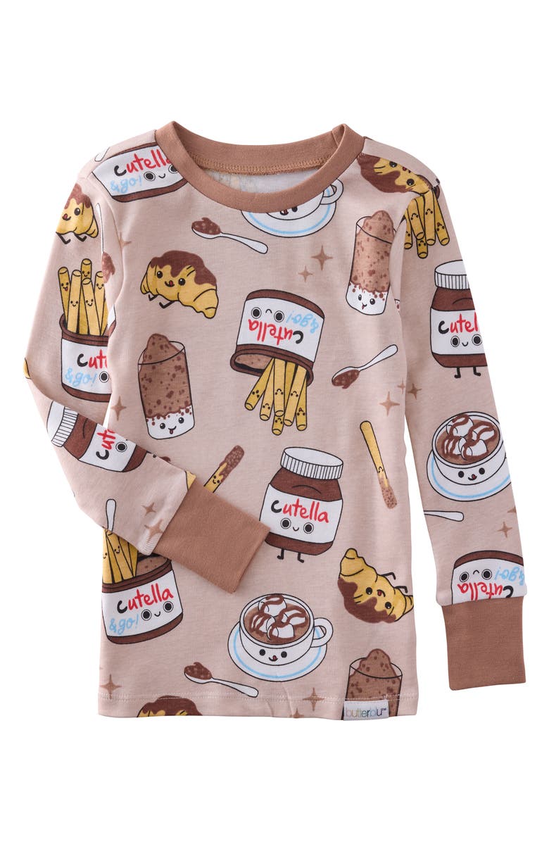 BUTTERBLU Kids' Zen Print Fitted Organic Cotton Two-Piece Pajamas, Alternate, color, Choc Full Of Cute