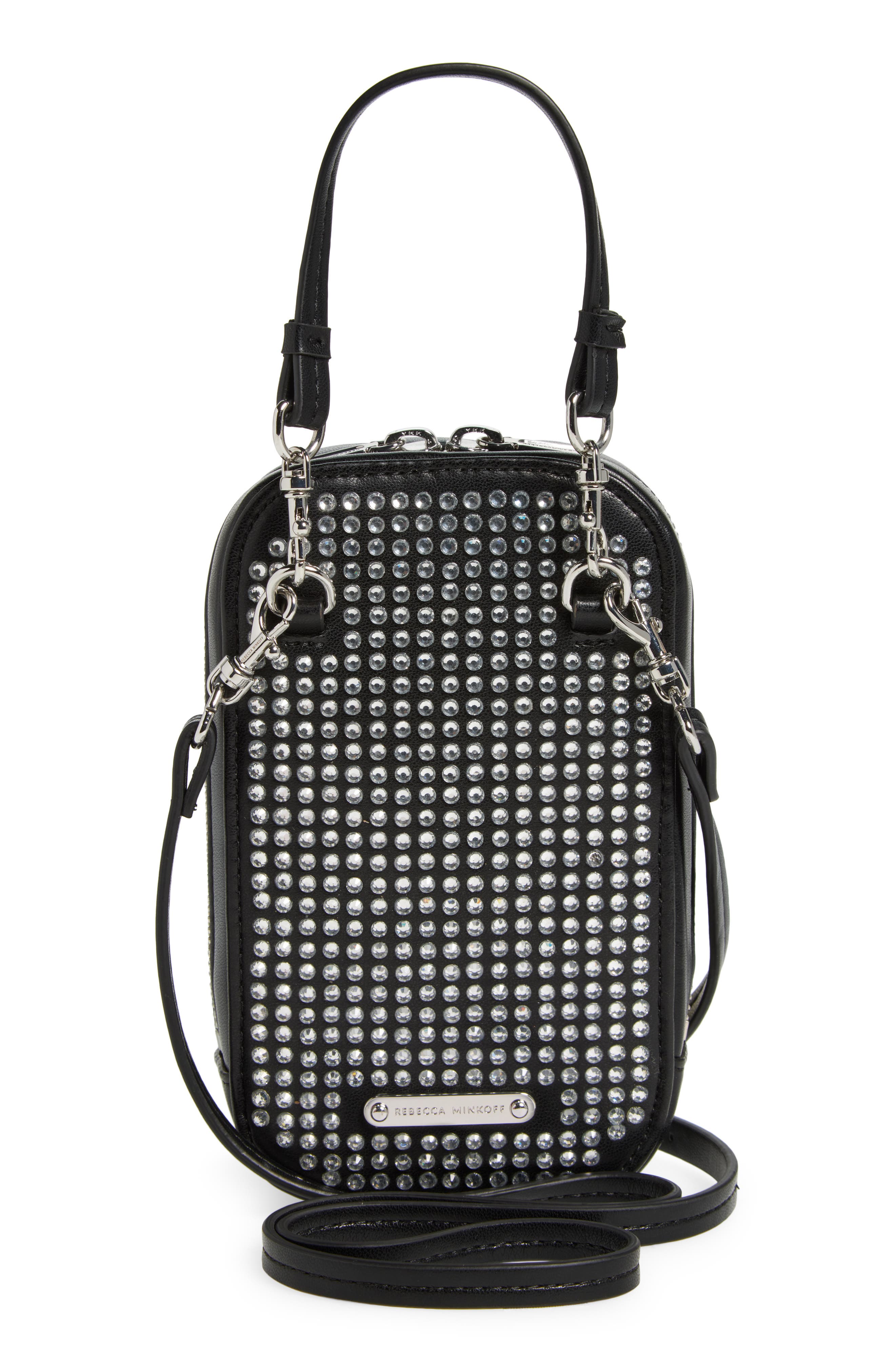 Rebecca Minkoff Crystal Stud Phone Crossbody Bag, Alternate, color, 