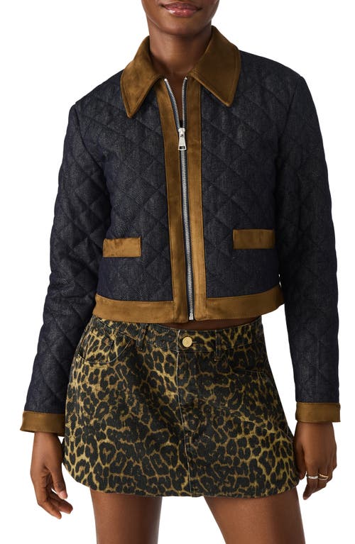 Steve Madden Agatha Quilted Denim Jacket In Black