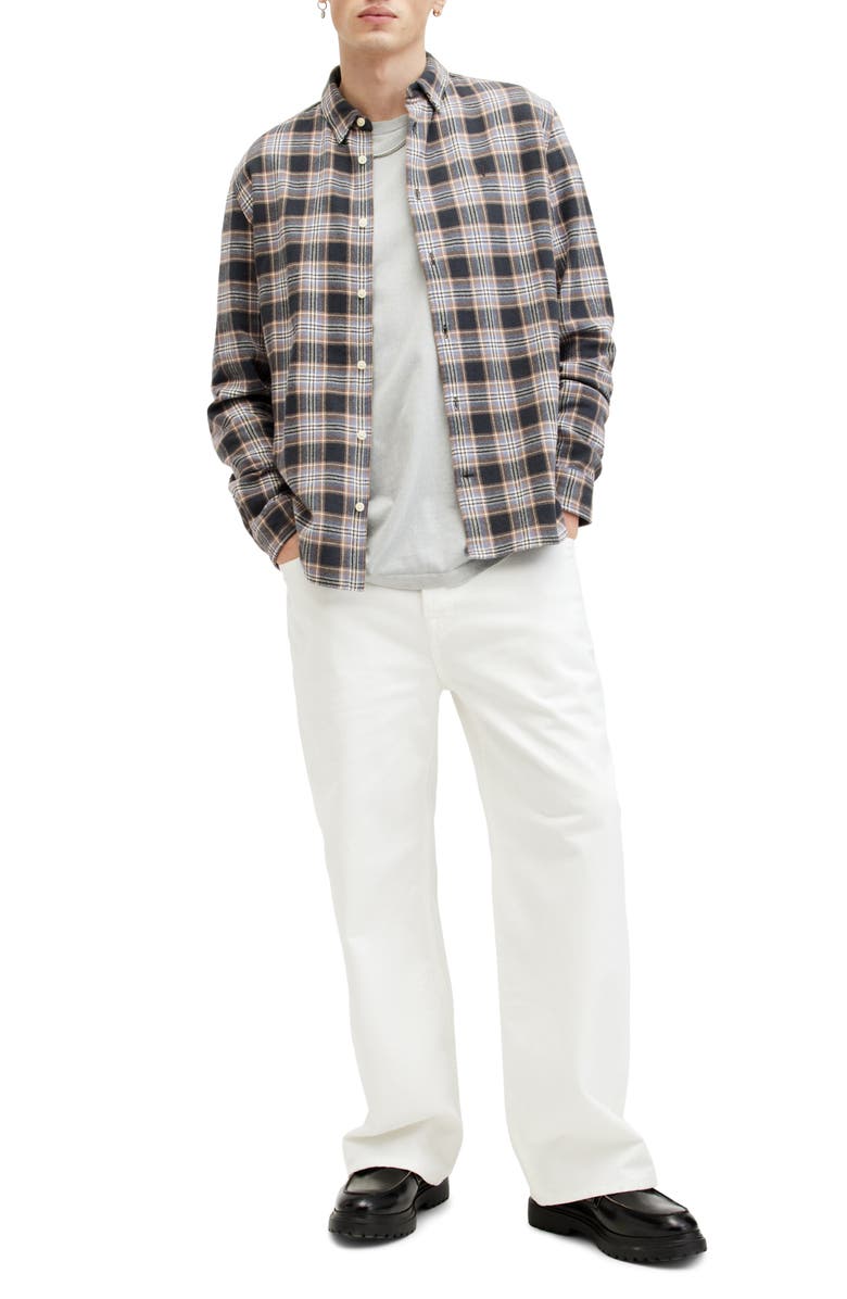 AllSaints Ventana Check Relaxed Fit Button-Up Shirt, Alternate, color, Marine Blue