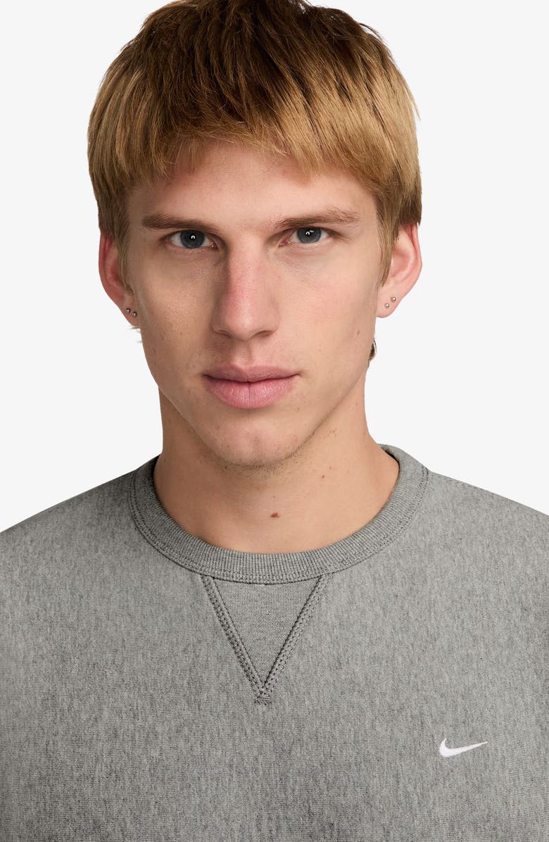 Nike Fleece Crewneck Sweatshirt, Alternate, color, 063 Dk Grey Heather/White