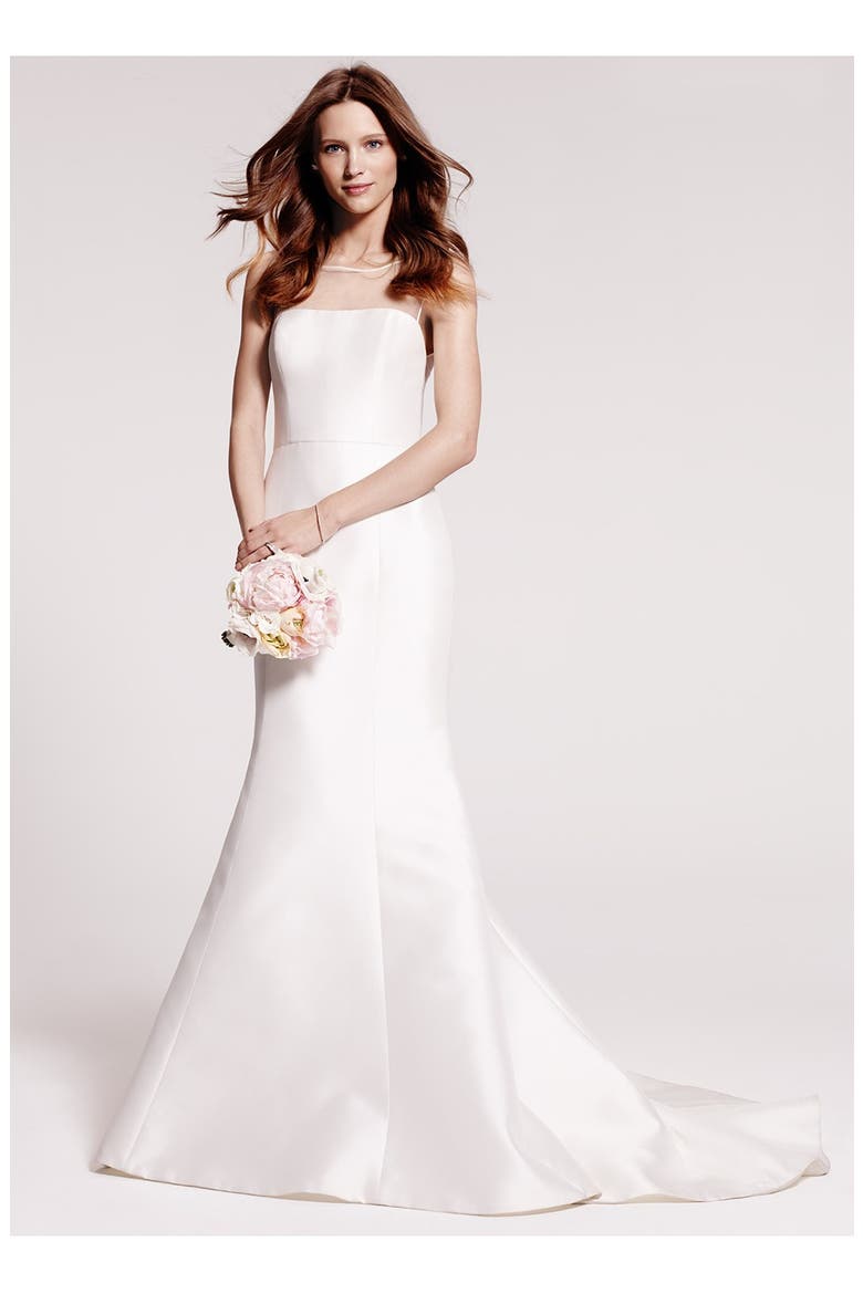 Preston Silk Magnolia Sheath Wedding Dress, Alternate, color, IVORY