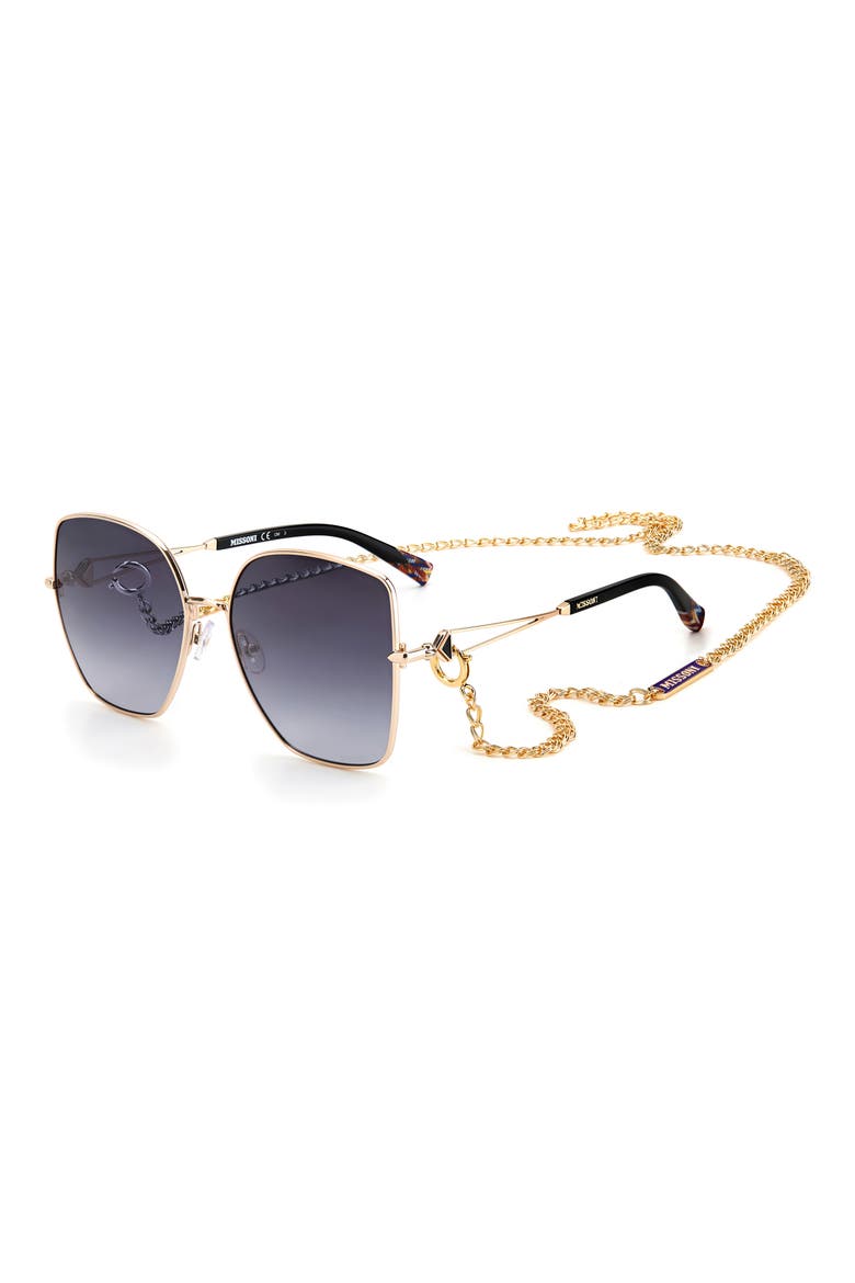 59mm Oversize Gradient Square Sunglasses, Alternate, color, GOLD