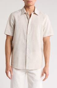 14th & Union Linen & Cotton Short Sleeve Button-Up Shirt