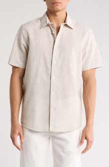 14th & Union Linen & Cotton Short Sleeve Button-Up Shirt