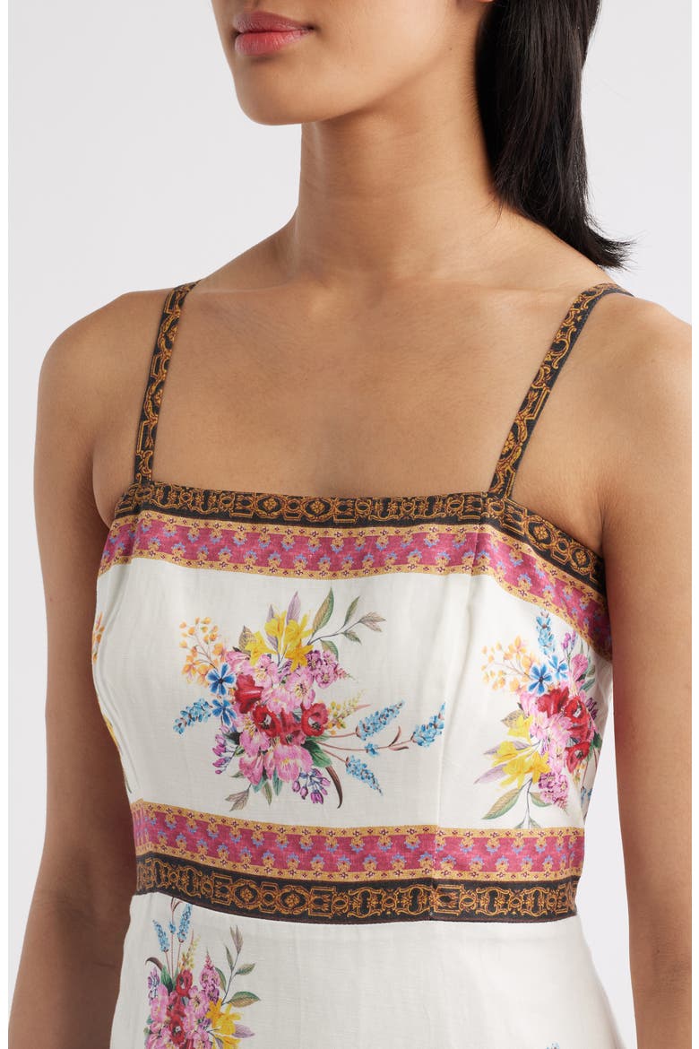 The Annalise Sleeveless Linen Blend Midi Dress, Alternate, color, TIARA GARDEN PRINT