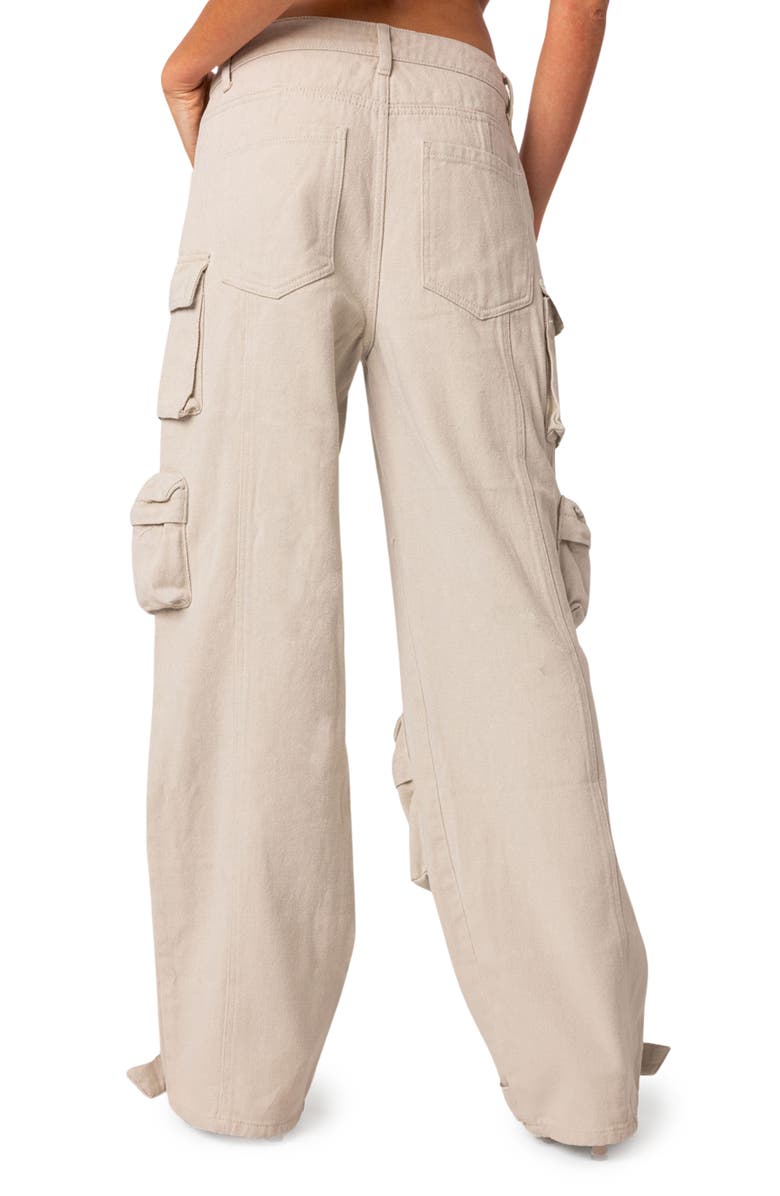 EDIKTED Oversize Boyfriend Cargo Jeans, Alternate, color, Stone