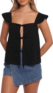 Petal & Pup Elsie Cotton Tie Front Top
