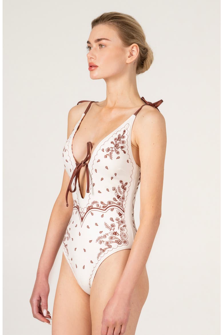 Ivory Safari Reversible One Piece Swimsuit, Alternate, color, white