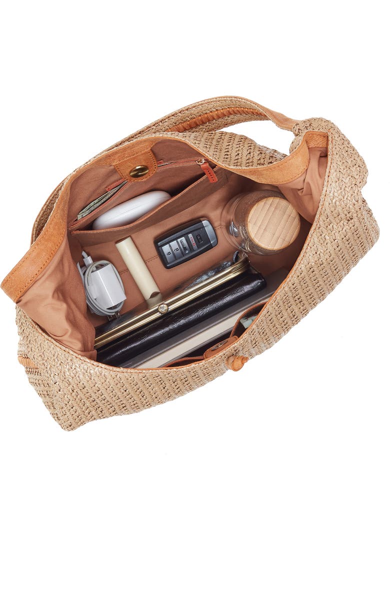 HOBO La Jolla Straw & Leather Hobo Bag, Alternate, color, Meadow Woven Straw