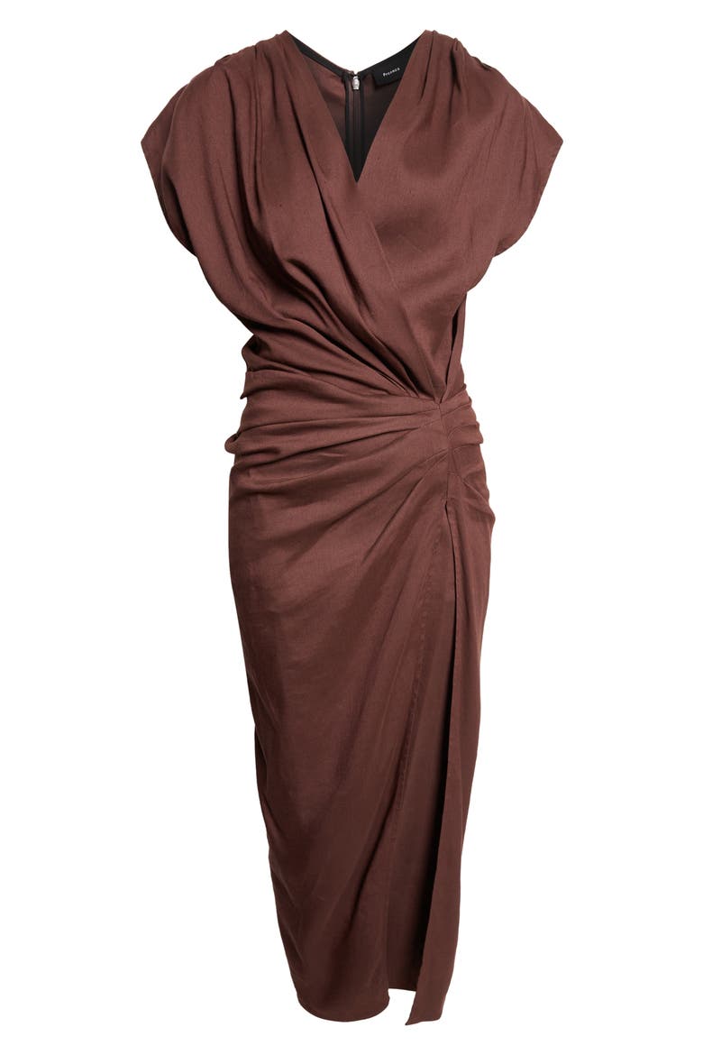 Bettina Stretch Organic Linen Blend Midi Dress, Alternate, color, ESPRESSO