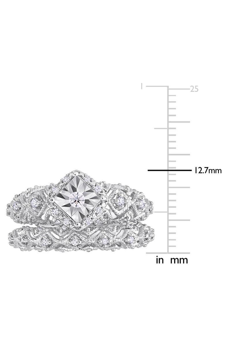 Diamond Vintage Halo Bridal Ring Set, Alternate, color, Sterling Silver