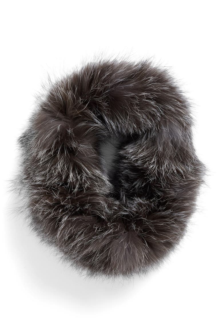 Genuine Fox Fur Cowl Collar, Main, color, GREY