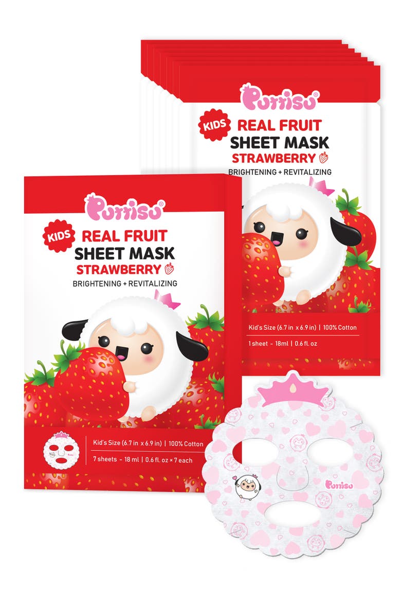 Real Fruit Facial Mask Sheet for Kids, Main, color, STRAWBERRY - 7 sheets