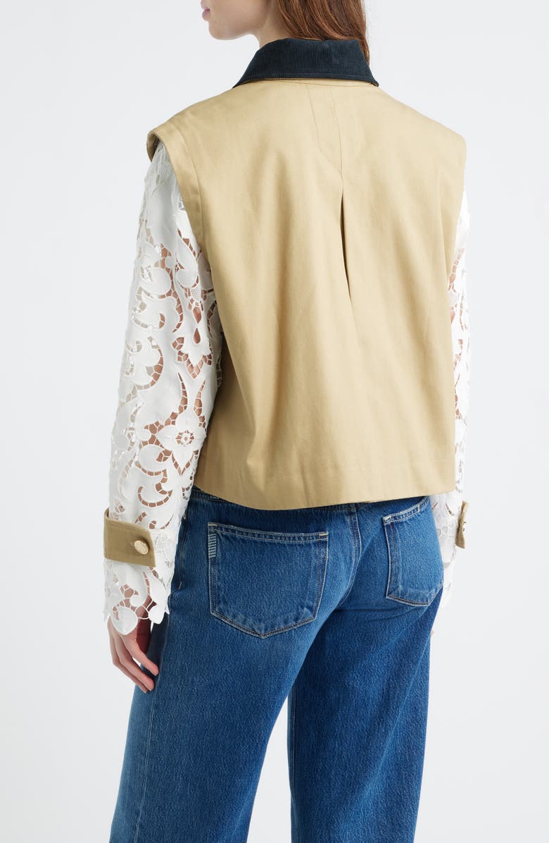 Hill House Home The Clarisse Lace Sleeve Barn Jacket, Alternate, color, Khaki