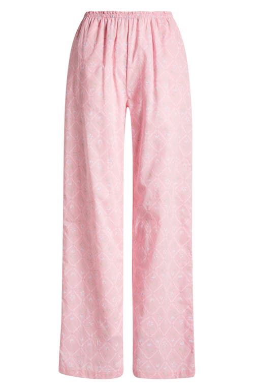 Florence By Mills Lace Trim Wide Leg Cotton Pants In Multi