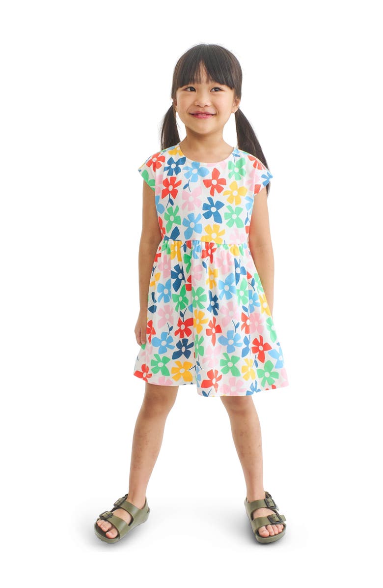 Primary Kids Backyard Dress, Alternate, color, Ivory Rainbow Spring Blooms